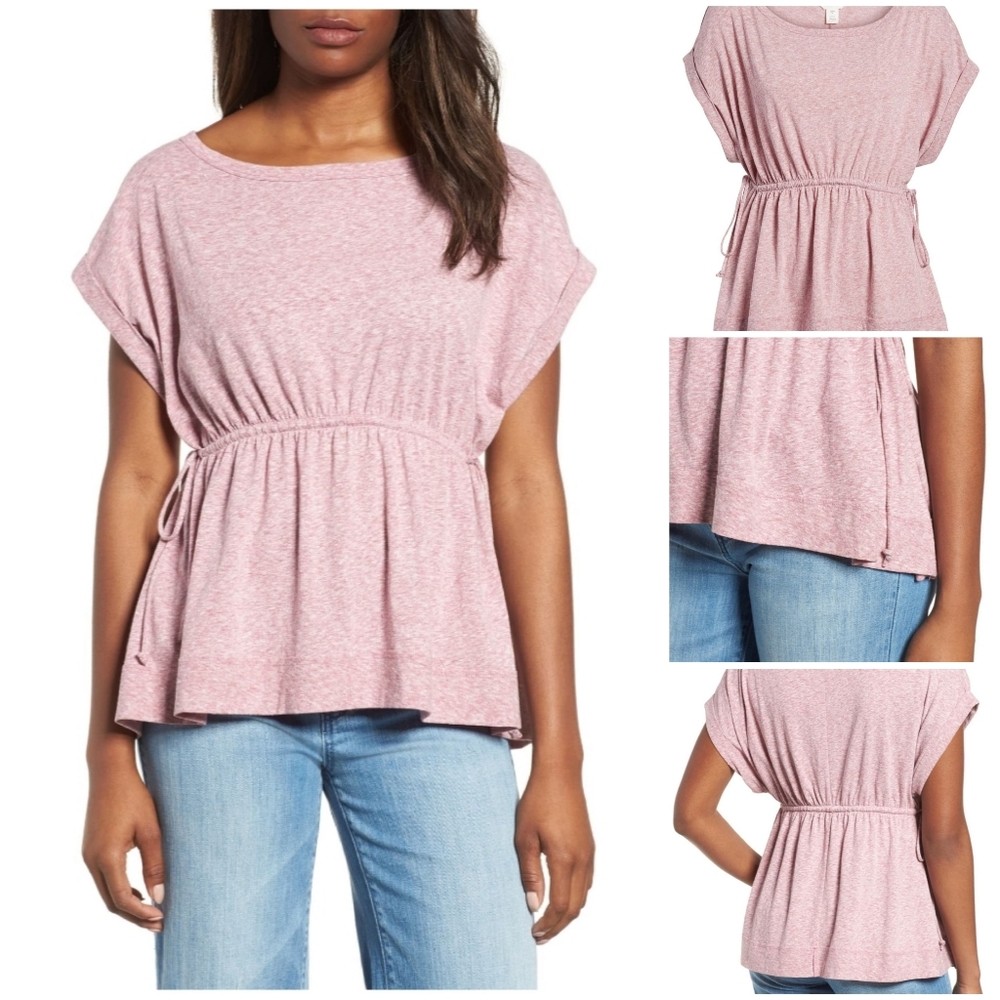 Caslon New Tie Weist Peplum Tee Size M